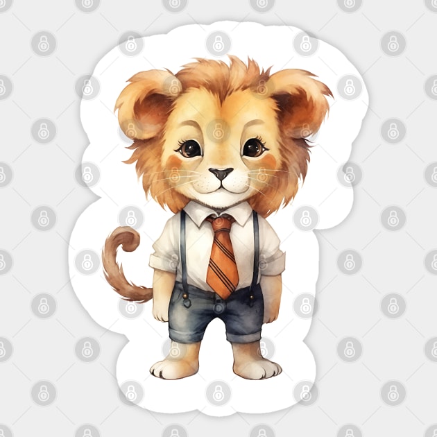 African Lion Wearing a Tie Sticker by Chromatic Fusion Studio